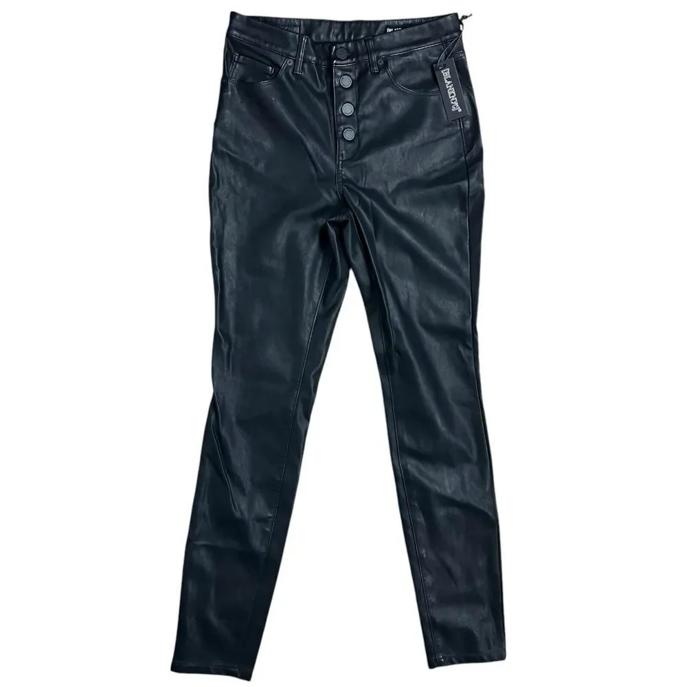 Blank NYC Pants‎ 28 Black Faux Leather High Rise Skinny Button Fly Great Jones